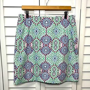 Talbots Kaleidoscope Print A-Line Cotton Lined Skirt Size 10